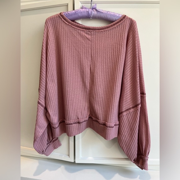 She + Sky waffle top, mauve size Medium - Picture 2 of 6